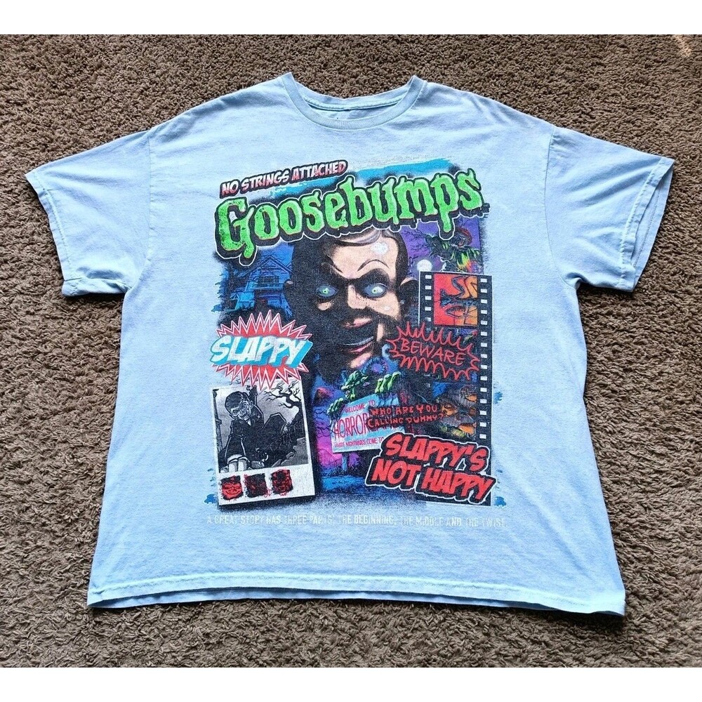 Goosebumps T-Shirt Men's Size Large Graphic Print Blue Short Sleeve